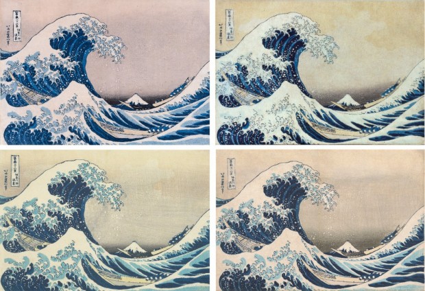 4 different printings of Hokusai's 