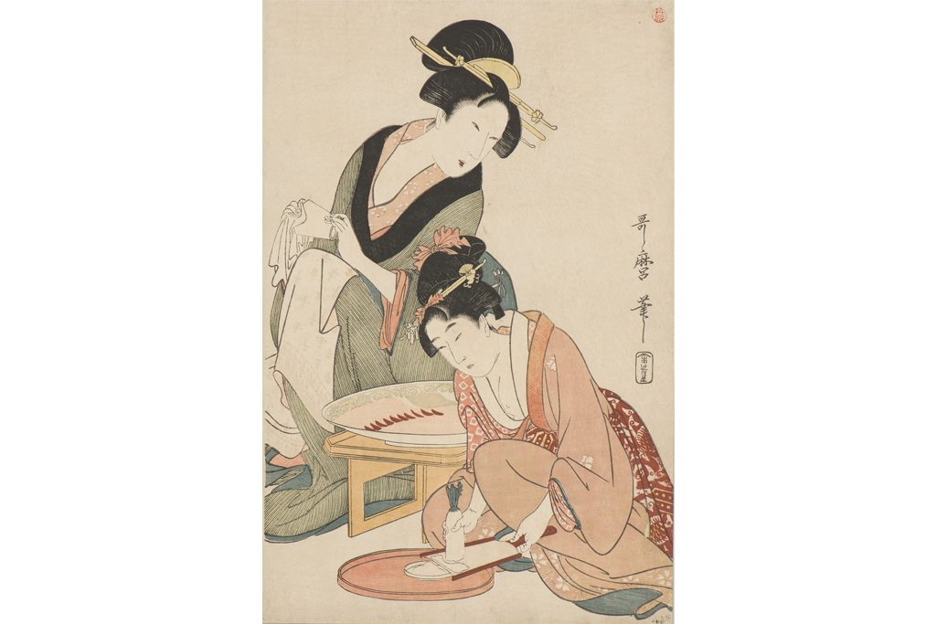 喜多川歌麿「料理をする母娘」 18世紀 神奈川県立歴史博物館　前期（4/6-5/1）展示