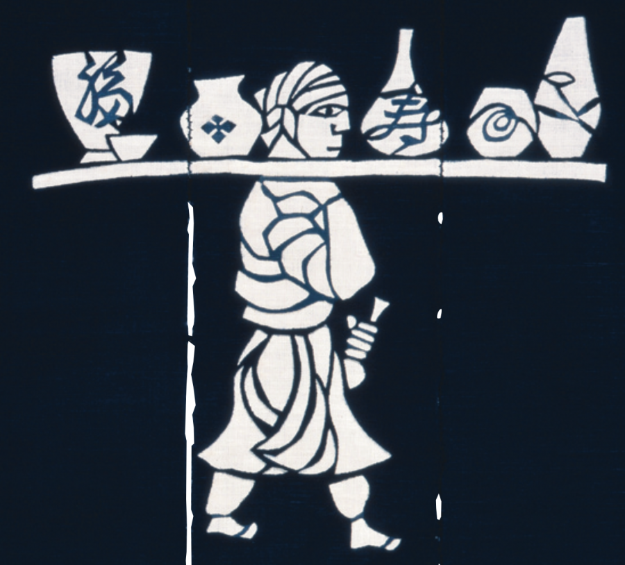 慶應◆人間国宝【芹沢銈介】作 型絵染『竜田川』シート 状態極上 本物保証！③ 慶應◇人間国宝芹沢銈介作 型絵染『竜田川』シート 状態極上 本物