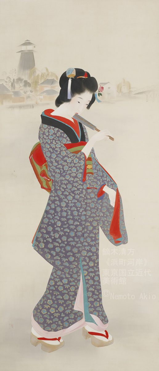 【105】鏑木清方　秋粧　美人画　彩色木版画　手摺　額装 Yahoo!オークション -「鏑木清方」の落札相場・落札価格