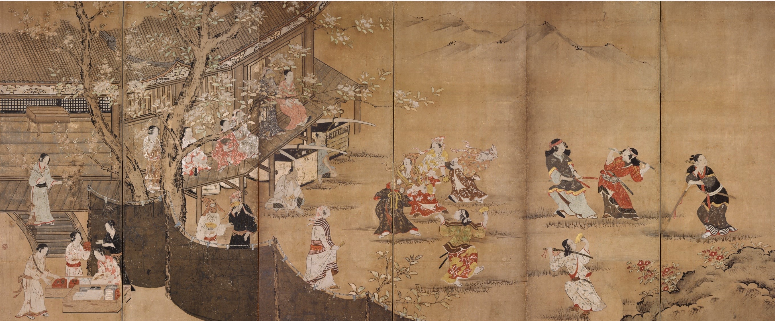 狩野長信「花下遊楽図屛風」を解説！ 戦国時代のピクニック画の最高峰 