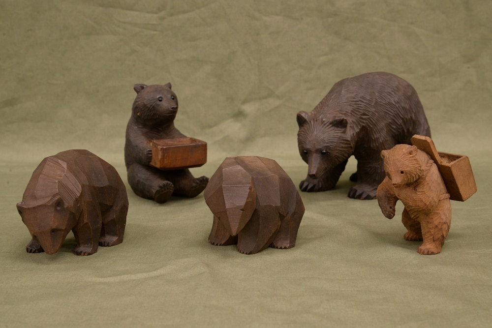 木彫り 熊 木彫の熊 くま 北海道 彫刻 熊堂 - 工芸品