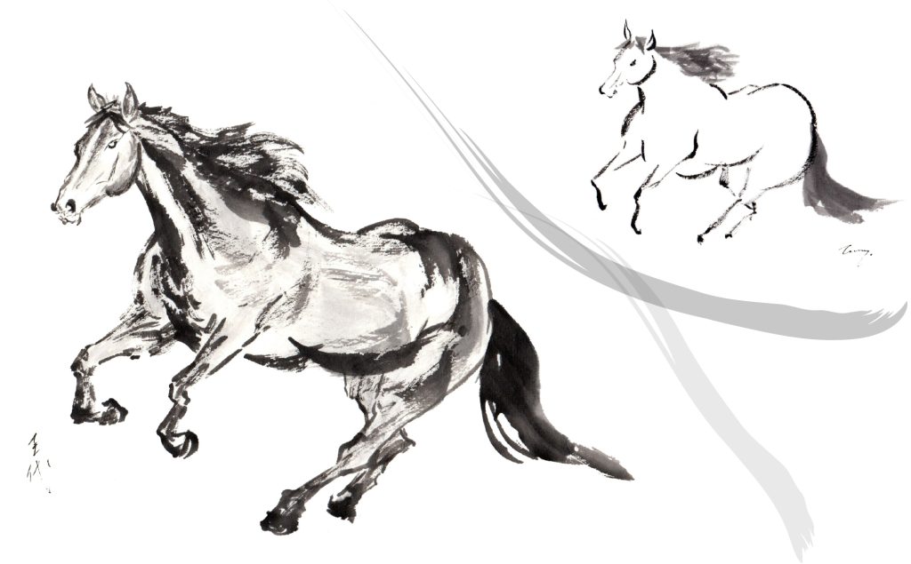 水墨画で馬を描く｜2026年の干支・午と水墨画の技法「省筆」とは